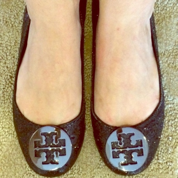 Tory Burch Shoes - Tory Burch Reva Black Glitter Ballet Flats Size 8